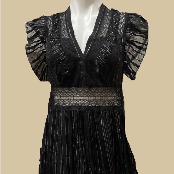 Metallic Ruffle Short Sleeve Dress - Picture 2 of 3